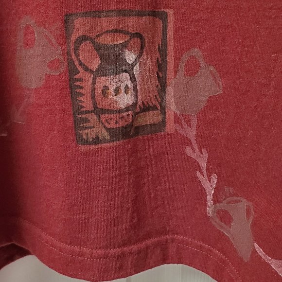 BLUE FISH Red Lagenlook Tunic - Rare Asymmetrical / Hand Printed - Picture 10 of 13